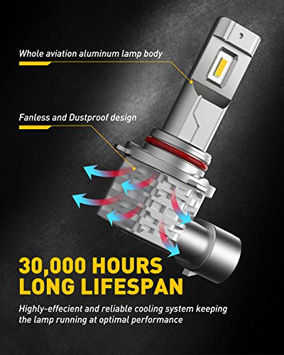 Image of AUXITO 9145 9140 H10 LED Fog Light Bulb Fanless, 6000LM Per Set, CSP LED Chips, 3000K Golden Yellow, Fog Light Bulbs or DRL Replacement, Pack of 2