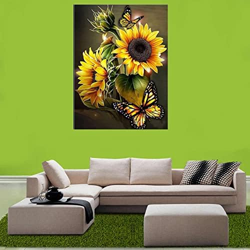 5D DIY Diamond Art and Craft Painting Kits Full Drill, Crystal Rhinestone Cross Stitch Embroidery Canvas Painting Pictures by Numbers for Kids Adults Gifts Home Wall Decor - Sunflower