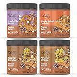 B'Nutty Sweet & Salty Peanut Butter | Simply Irresistible Salted Caramel & Pretzel Peanut Butter | Wholesome, Crunchy & Creamy, High Protein, Gluten Free Flavored Gourmet Butter | 9oz Jars, 4-Pack