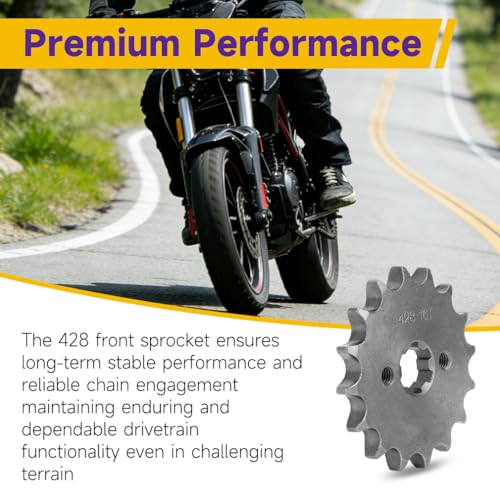 Image of HIAORS 428 16T 17mm Motorcycle Front Engine Sprocket Compatible with 50cc 70cc 110cc 125cc 140cc 160cc TaoTao Coolster Apollo Coleman Boom Vader Roketa Lifan ATV Quad 4 Wheeler Pit Dirt Bike Parts