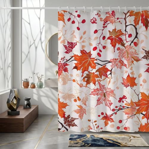 Rideau de douche 150x170cm en polyester imperméable à motif feuilles
