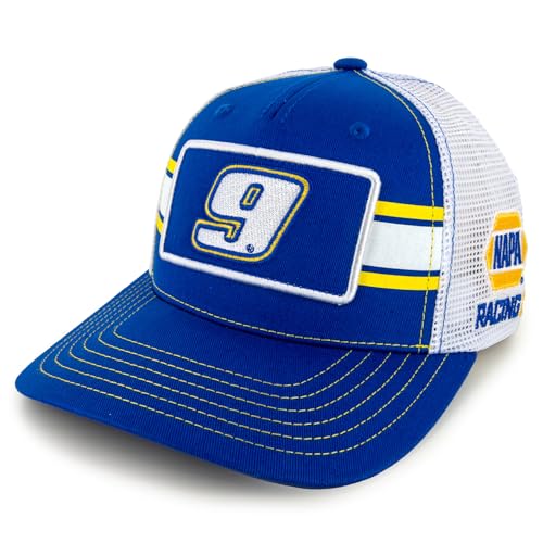 Gorra Snapback azul y blanca con franjas #9 Chase Elliott 2025 miniatura 1