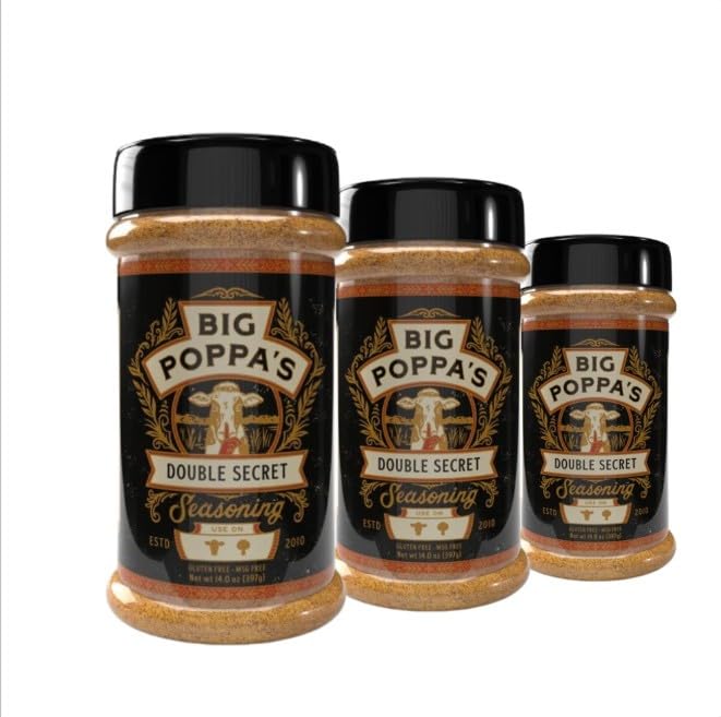 Big Poppas Double Secret Steak Rub  Award Winning Beef Rub  Gluten-Free Spice Mix  Dry Rubs for Smoking and Grilling with Sea Salt (3 Pack Bundle)