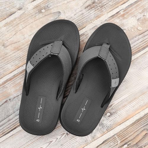 Image of Men's Ultra Soft Cushion Flip Flops with Arch Support, Quick Dry Thong Sandals for Indoor & Outdoor Comfort