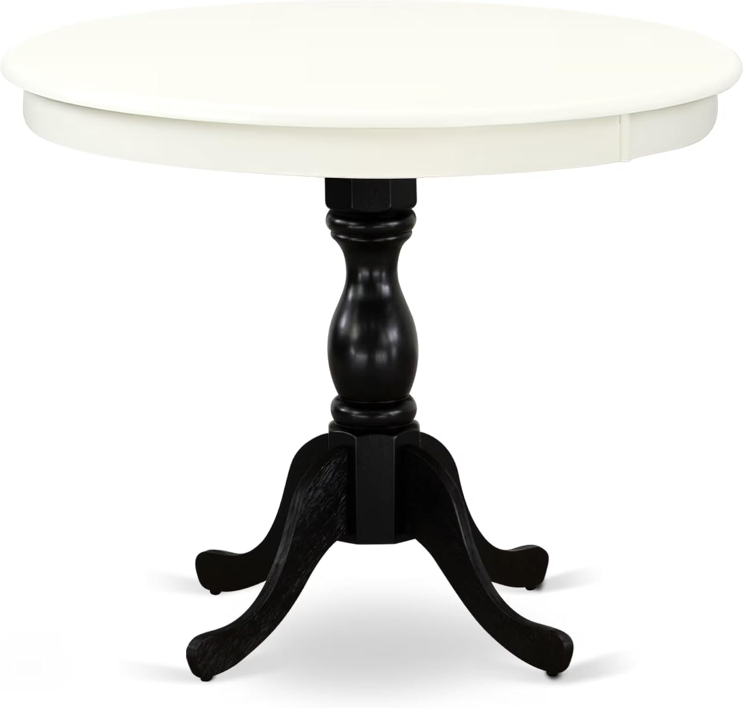 East West Furniture AMT-LBL-TP Antique Modern Kitchen Table - a Round Dining Table Top with Pedestal Base, 36x36 Inch, Multi-Color
