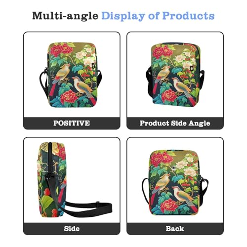messenger bag for men Crossbody Small Bags For Women Purses Cross Body Bag Adjustable Strap for Outdoor Daily Outdoor Daily- Japanese Style Bird Green Red4