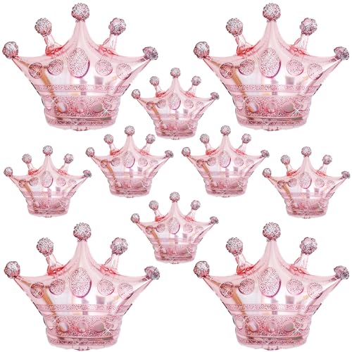 Image of 10pcs Rose Gold Crown Balloons, Rose Gold Crown Foil Balloons, Large Aluminum Foil Balloon With Two Sizes For Birthday Baby Shower King Royalty Theme Party Wedding Bachelorette Engagement Decor