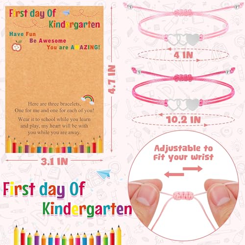 Image of Back to School Supplies, First Day of Kindergarten Bracelet, Back to School Bracelet Mommy and Me, Prek Matching Wish Bracelets Set, Adjustable Bracelet for Boys Girls Gifts Stuff Bulk