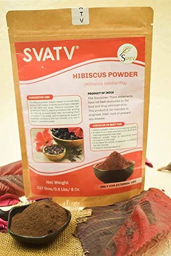 SVATV Hibiscus Powder | Sabdariffa | Rosa Sinensis | Natural Powder for Hair & Skin | Prevent hair Problem & Minimizes Skin Pores for Men & Women 227g, 0.5lb, 8oz