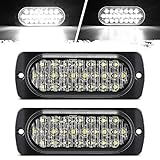 Partsam 2Pcs 4.4' White 24 LED Trailer Side Marker Clearance Lights, Aluminum Housing Surface Mount Reverse/Backup/Running Lights for Motorcycle Trailer Truck Tractor RV, IP67 Waterproof