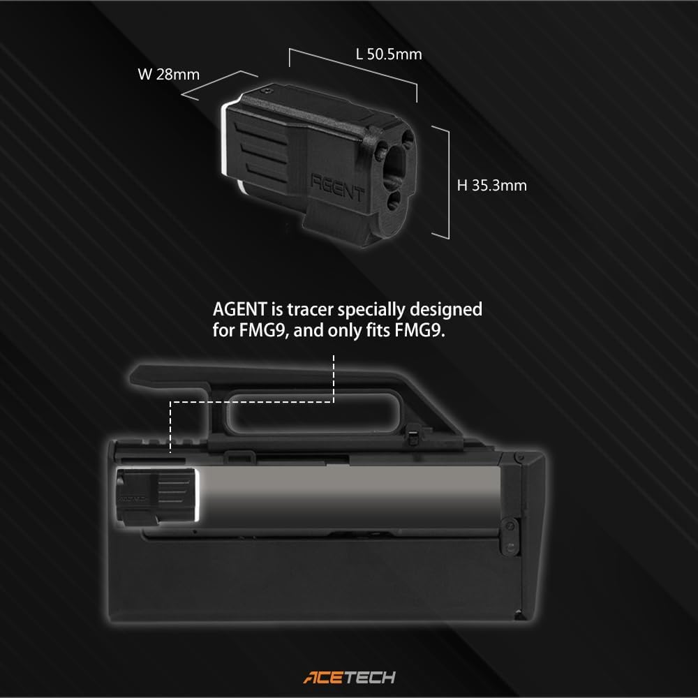 ACETECH Airsoft FMG-9 Tracer Unit Glow in the Dark Green/Red BBS LED Flare Lighting Compatible for FMG9 ONLY (Agent)