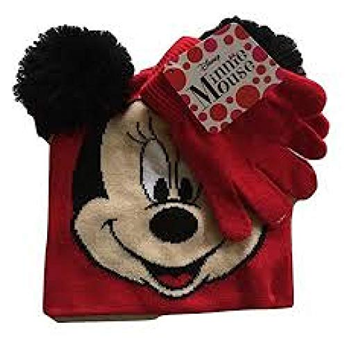 Minnie Mouse bonnet fille gants hiver tricot rose ensemble complet Disney
