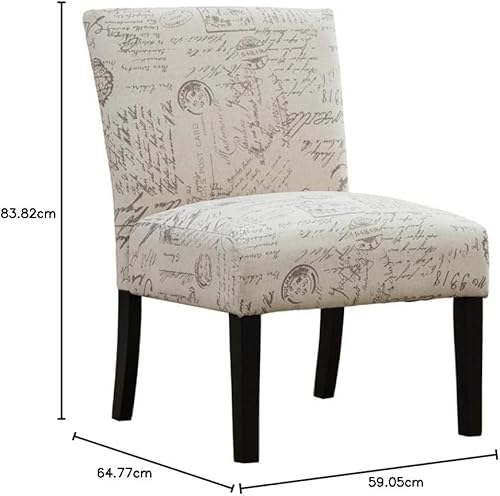 Miniatura 6 de Roundhill Furniture Silla destacada contemporánea sin brazos de tela con estampa de cartas en inglés, Botticelli, única