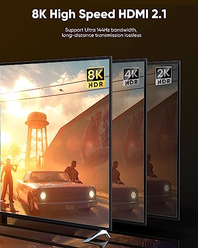 Image of Highwings 8K Fiber Optic HDMI 2.1 Cable Long with Dual Micro HDMI and Standard HDMI Connectors, Detachable High Speed 48Gbps Ultra HD Supports 8K 4K Compatible for Camera, PC, TV, 75Feet /23M Black