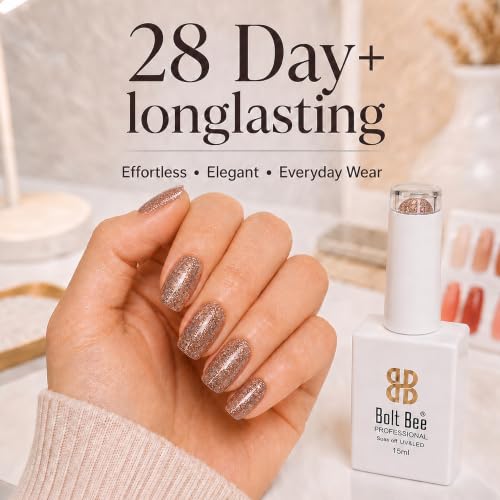 Image of BOLT BEE 15ML Gel Nail Polish 1Pc Clear Pink Glitter Nail Polish Soak Off UV LED Nail Gel Polish Nail Art Starter Manicure Salon DIY at Home, 0.5 OZ (1) (89)