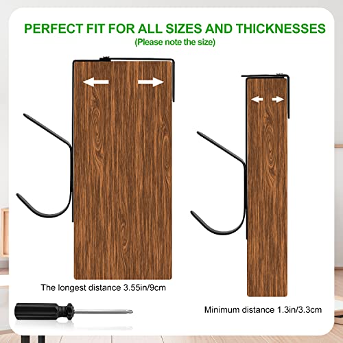 Kinbom 4Pcs Cubicle Wall Hooks, Metal Adjustable Double Cubicle Hooks Hangers Cubicle Hanging Hooks With A Cross Screwdriver Universal Partition Hanger Set For Panels Of 1.4-3.5In Thickness (Black) #TOP2