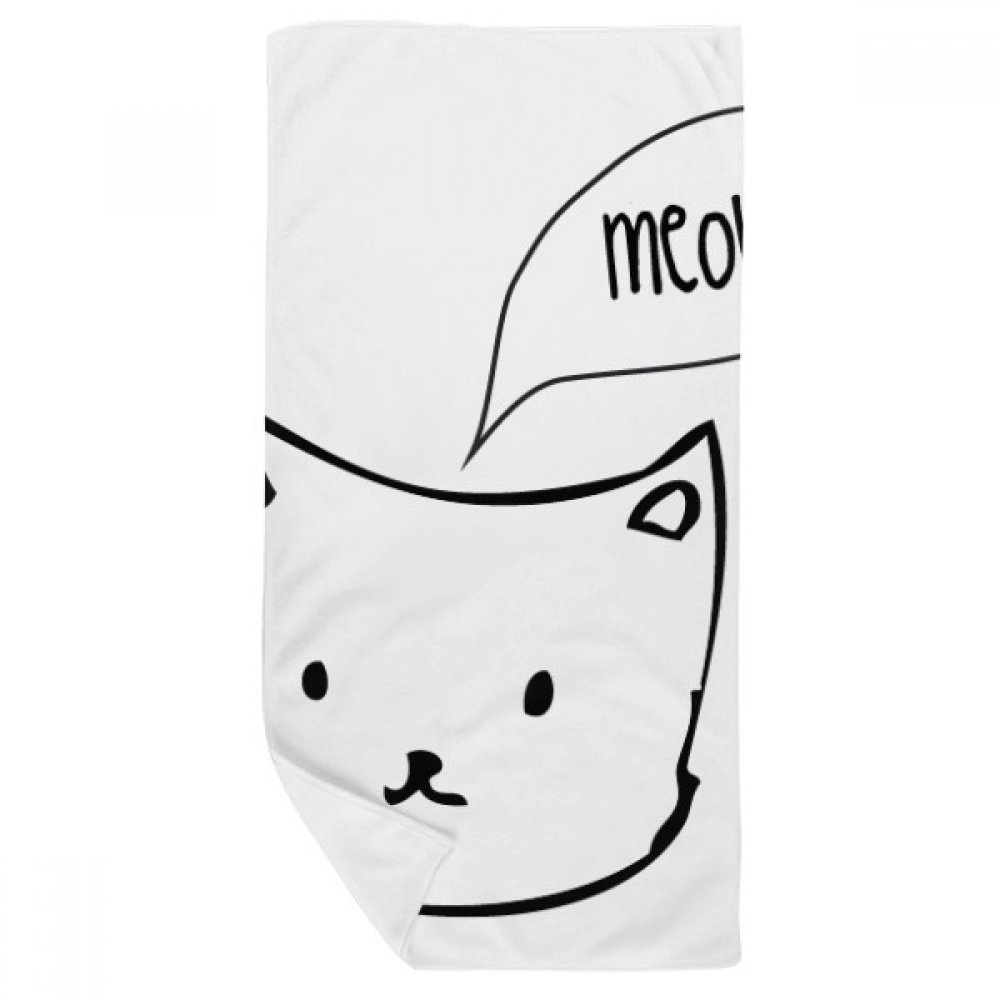 Serviette de bain chat blanc meow 35x70cm douce pour toilette au quotidien