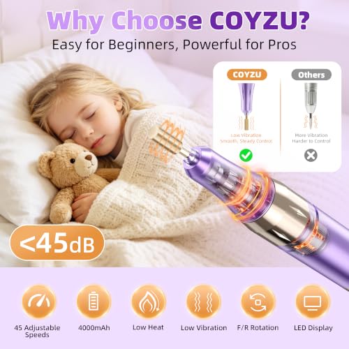 COYZU Professional Electric Nail Drill Rechargeable Nail File with Bits — view 4