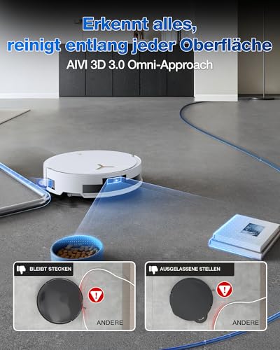 ECOVACS DEEBOT T50 MAX PRO Omni Saugroboter mit Wischfunktion, 18.500Pa, ZeroTangle 2.0, Tiefenreinigung f&uuml;r Teppiche, Ausfahrbare Seitenb&uuml;rste & Wischmodul, Hei&szlig;wasser-Reinigung 40-75℃, Wei&szlig;