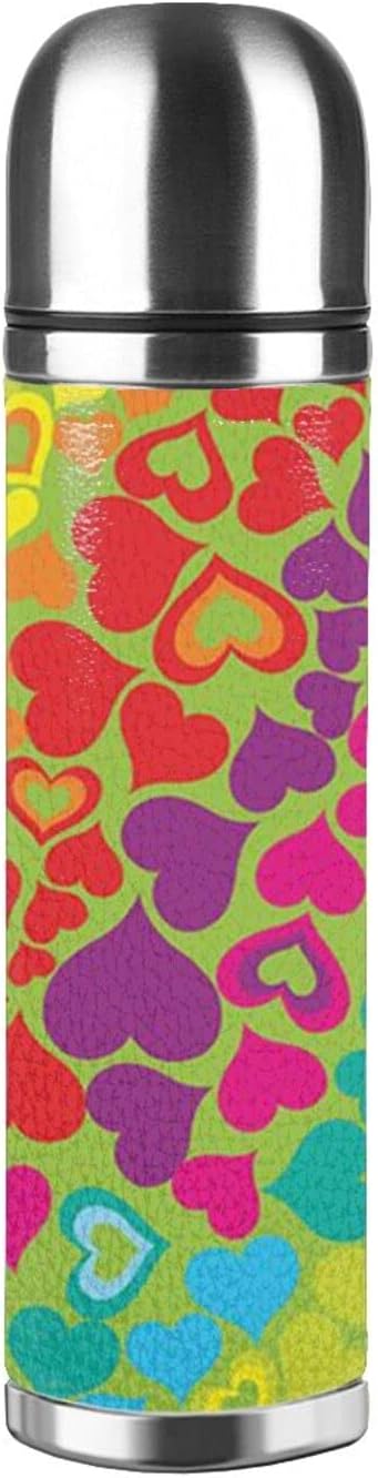 Amazon カラフルなハートサーモス 水筒 真空断熱 ダブルステンレスボトル ステンレスボトル 軽量 ステンレス鋼 500ml大人 子供用 ウォーターボトル おしゃれ 保温 保冷 スポーツボトル 直飲み 大人 子供用 お洒落 かわいい 遠足 アウトドア 水筒 マグボトル オンライン通販