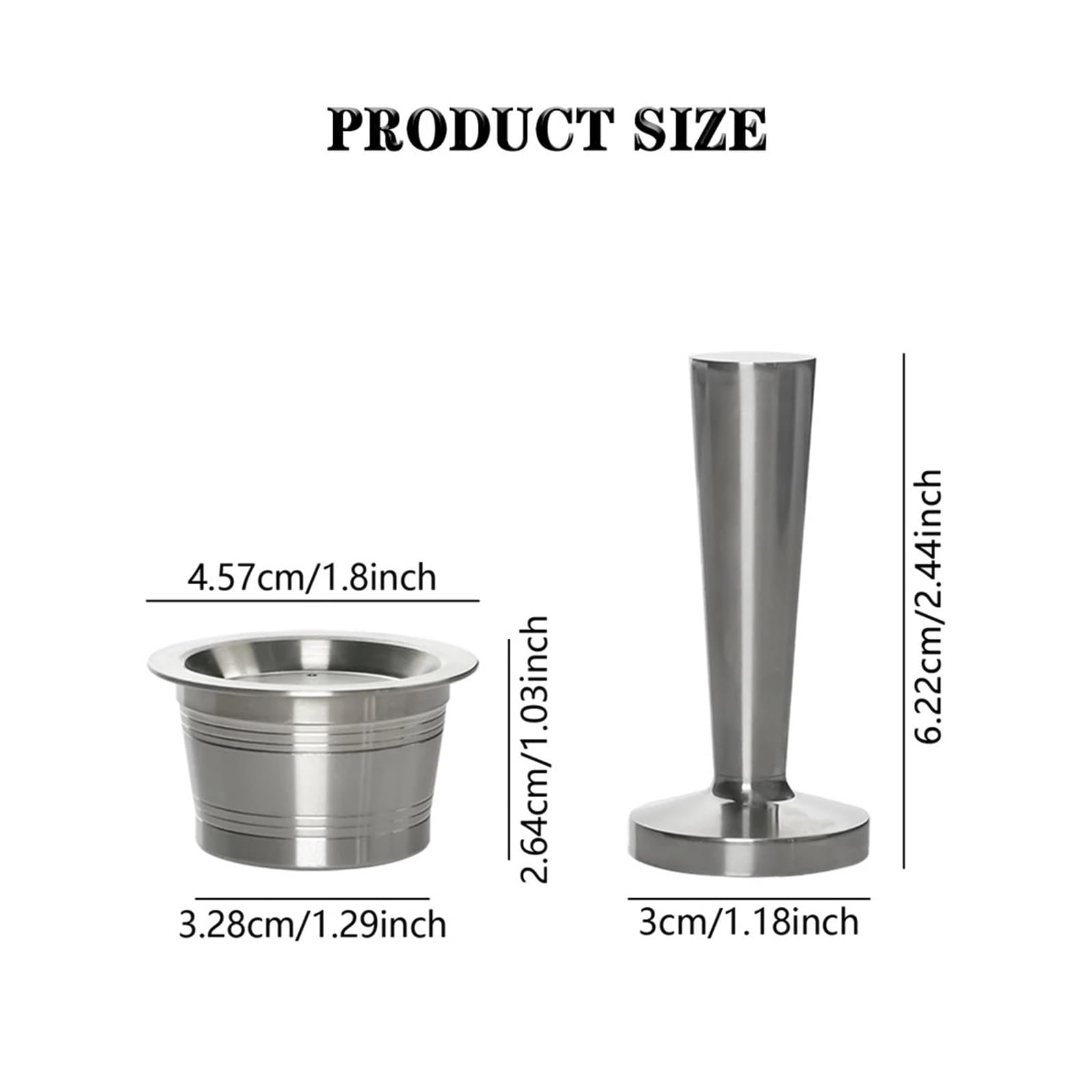 Compatible Con K-fee, Compatible Con Starbucks Verismo, Compatible Con Cápsulas De Espresso ALDI, Cápsulas De Café Rellenables En Cápsulas Reutilizables De Acero Inoxidable.(1PCS Pod and 1PCS Tamper)