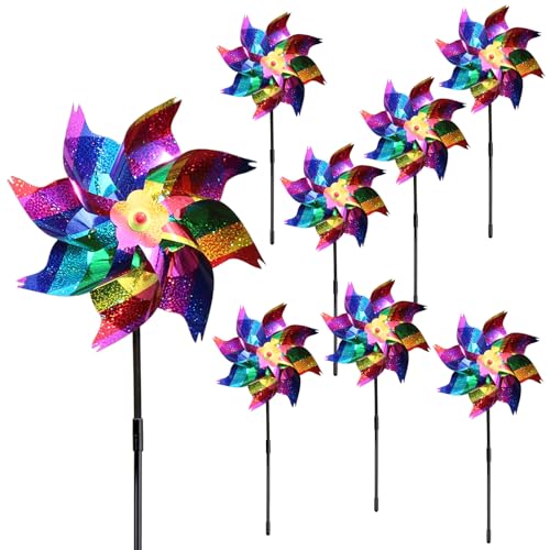 wocpvm 8 pcs Moulin à Vent de Jardin Répulsif Répulsif Oiseaux Réfléchissantv Moulin a Vent Jardin Exterieur Moulins à Vent Anti-Oiseaux pour Jardin de...