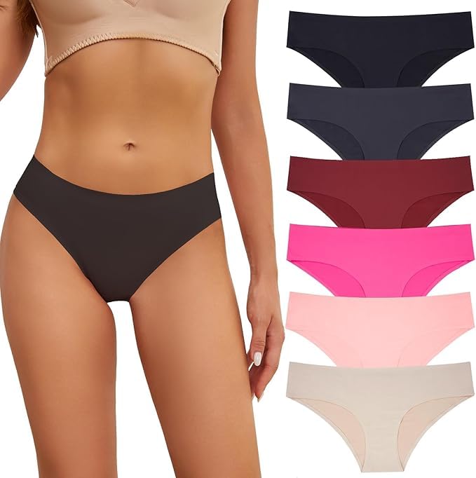 SunFlux® Seamless Underwear for Women No Show Panties Invisibles Briefs Soft Stretch Bikini Underwears 6 Pack-picture-29