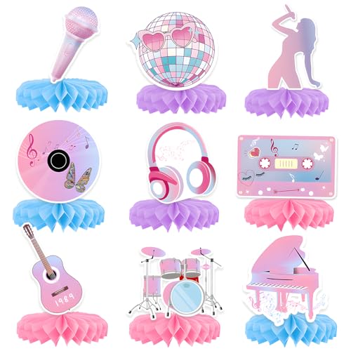 Birthday Party Decorations Music Lover Honeycomb Centerpieces,KSKSPE Party Decorations for Singer Themed Party Girls Birthday Fans Celebration Party Supplies