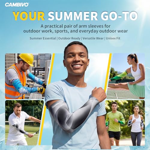 CAMBIVO Kühlende Ärmlinge für Damen Herren Jugend, Armstulpen mit UPF 50+ Armschutz Tattoo Abdeckung, Atmungsaktiv 4-Wege-Stretch Nahtlose Sonnenschutz Armsleeve Gaming für Sport Fahrrad
