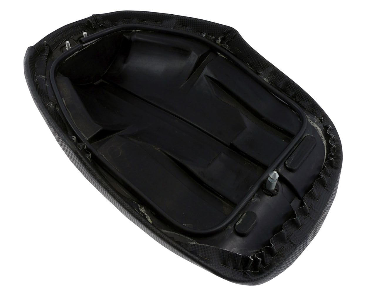 Selle compatible avec Yamaha Aerox, compatible avec MBK Nitro style carbone | Housse motif façon fibre; version de série, remplacement de l'assise en quelques minutes, jusqu'à 2013, livré tel qu'illustré