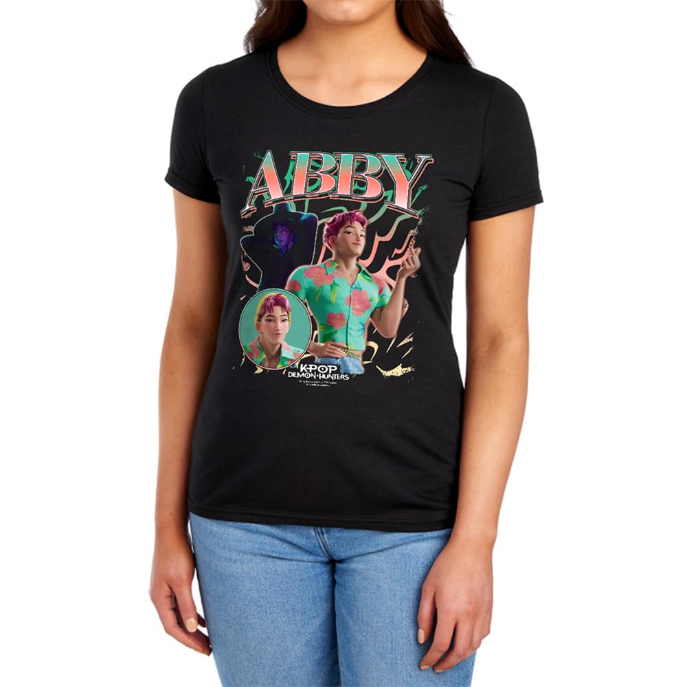 Kpop Demon Hunters Saja Boys Abby Homage Womens T Shirt, Black, XXL
