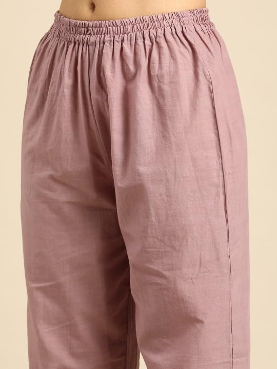 Image of Amazon Brand - Tavasya Womens Embroidered Kurta Pant Set With Trousers With Prinred With Lace Dupatta
