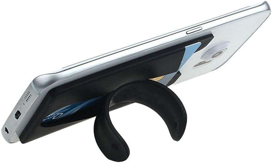 [2-COUNT] 2-in-1 Silicone Iphone Card Holder Self Adhesive Phone Stand on your iPhones, Ipod, Galaxy S6, Note, Android (Black)