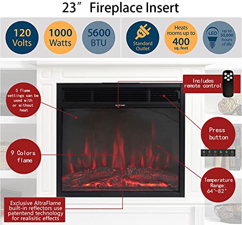 Dacom 29'' Wood Electric Fireplace Mantel- Package Freestanding Heater Corner Firebox With Log Hearth And Adjustableremote Control #TOP1