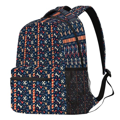 Sac à dos d'école à rayures et os format L pour ordi portable