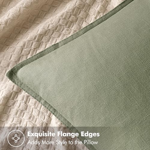 Image of MIULEE Decorative Linen Euro Sham Pillow Covers 22x22 Inch Sage Green Boho Farmhouse Neutral Spring Couch Throw Pillows for Bed Pack of 2 Accent Modern Pillowcase Summer Sofa Livingroom Home Decor