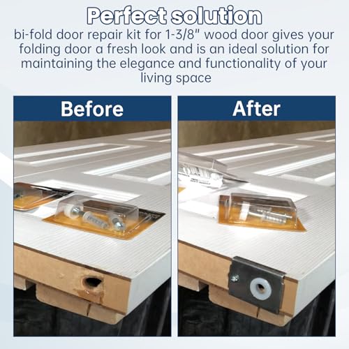 Kit de reparación para puertas plegables Bi-fold, soporte de reparación superior o inferior para puertas de madera de 1-3/8 pulgadas, compatible con perno pivotante de 7/16 pulgadas, fabricado en acero inoxidable miniatura 4