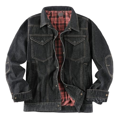 Veste en jean pour homme doublée flanelle chaude fermeture pression
