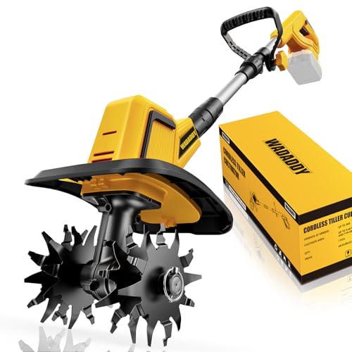 Wadaddy Cordless Tiller Cultivator 360RPM Battery Powered Garden Cultivator Compatible with Dewalt 20V Battery(Tool Only) Lightweight Electric Garden Tiller for Soil Cultivation Lawn and Gardening