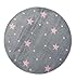 Livone Kinderzimmer Baby Teppich Kinderteppich Punkte Sterne Silber grau rosa Größe 133 cm rund