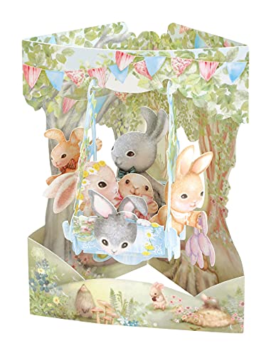 Santoro 3D Swing Card – Rabbits On A Swing Boat