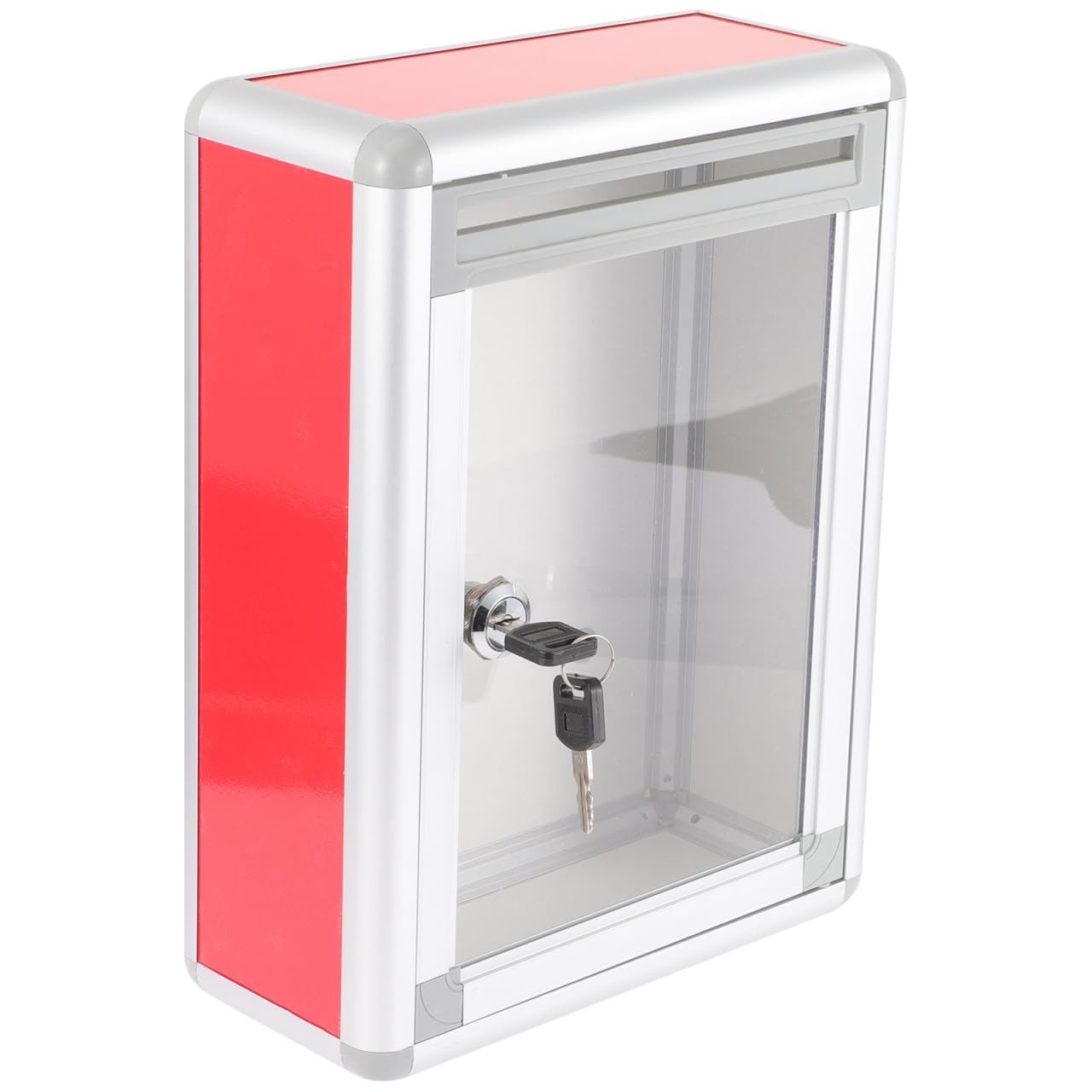Hemobllo Suggestion Box with Slot and Lock : Aluminum Alloy Wall Mount Donation Box with Lock and Keys for Fundraising Voting, Transparent Design, 28.5X22X10cm