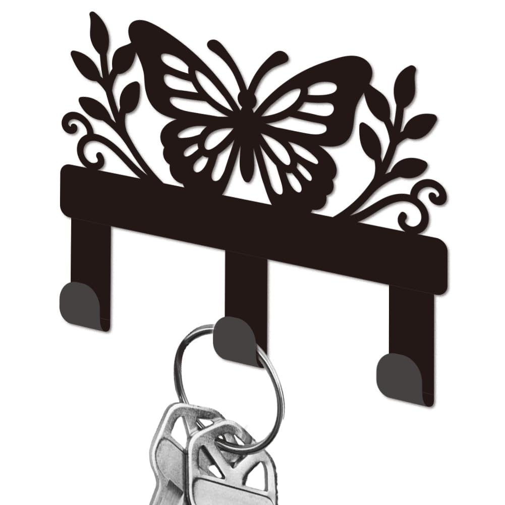 Porte-clés mural papillon petit crochet en fer suspendre sac et laisse de chien