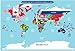 World Map Poster with Countries FLAGS For Kids (SMALL size13x19 World Map Laminated) Perfect World wall Map for School classroom or home