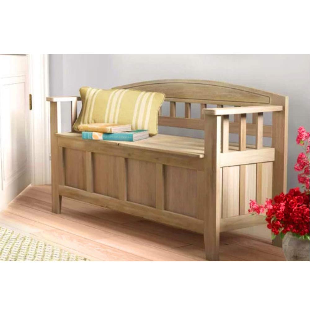 Hall Storage Bench Rustic Wood With Back Lid Lift Top Armrests Curved Storage Kitchen Living Room Entryway Bedroom Organizer Large Seating Durable Sturdy Ebook By Bada Shop Amazon Co Uk Kitchen Home