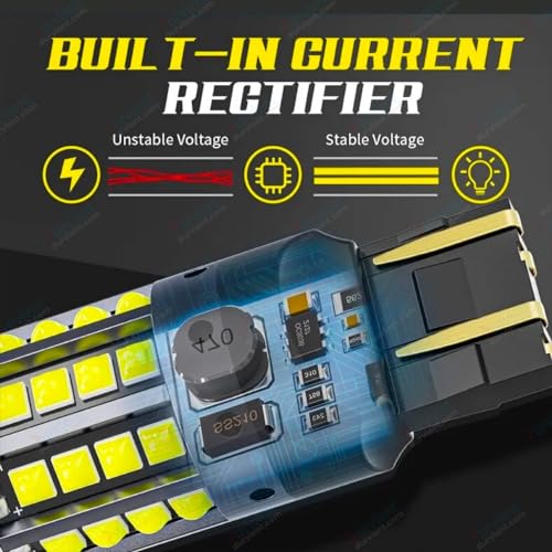 Image of com New and Improved Design Canbus Error Free P21W BA15S Flat Pin 1156 LED Brake Rear Rear Fog Lamp (White)