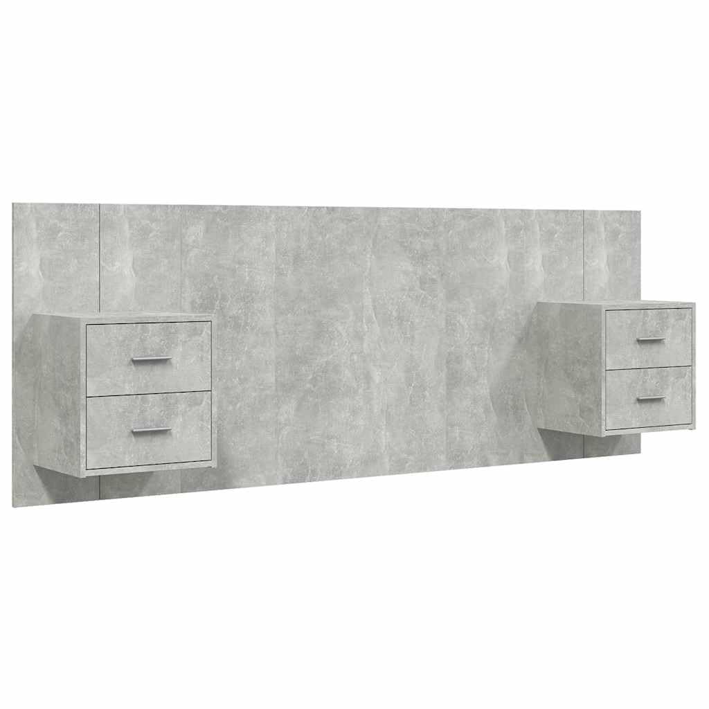 Vidaxl (Concrete Grey, Two Drawers) Bed Headboard With Cabinets Bed Header Bed Cabinet Engineered Wood