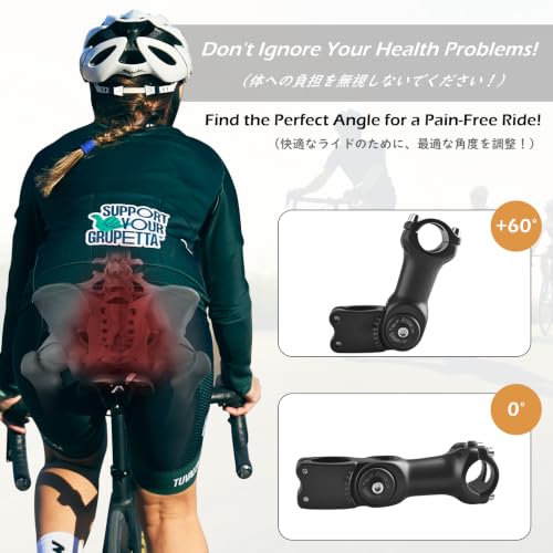 Image of TRIWONDER Stem 25.4 31.8 90mm 110mm 130mm 60 Degree Adjustable Bike Stem Mountain Bike Stem Short Handlebar Stem Riser for Bicycle, Road Bike, MTB, BMX, Cycling