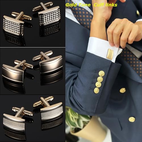 SONNYX 12 Pairs Cufflinks for Men Classic Tone Cuff Links Silver Black Striped Disc Square Rectangle Cuff Links Shirt Suit Men’s Cufflinks for Wedding Groom Business4