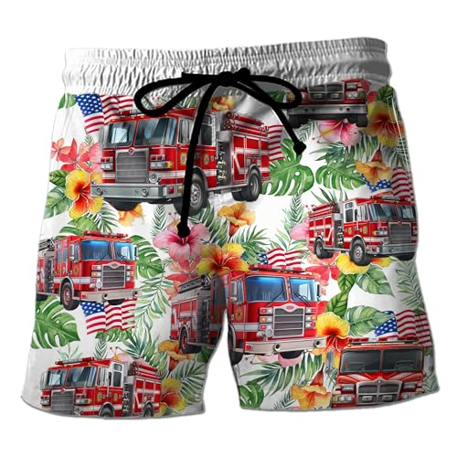 Transportation Vehicles Men's Swim Trunks - 4th of July Mens Swim Trunks with Mesh Lining Swimwear Bathing Suits Set 46